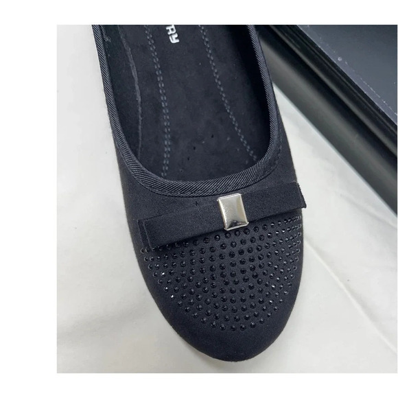 CL By Laundry Womens Size 7W Black Bow Low Wedge Round Heel - Picture 8 of 10